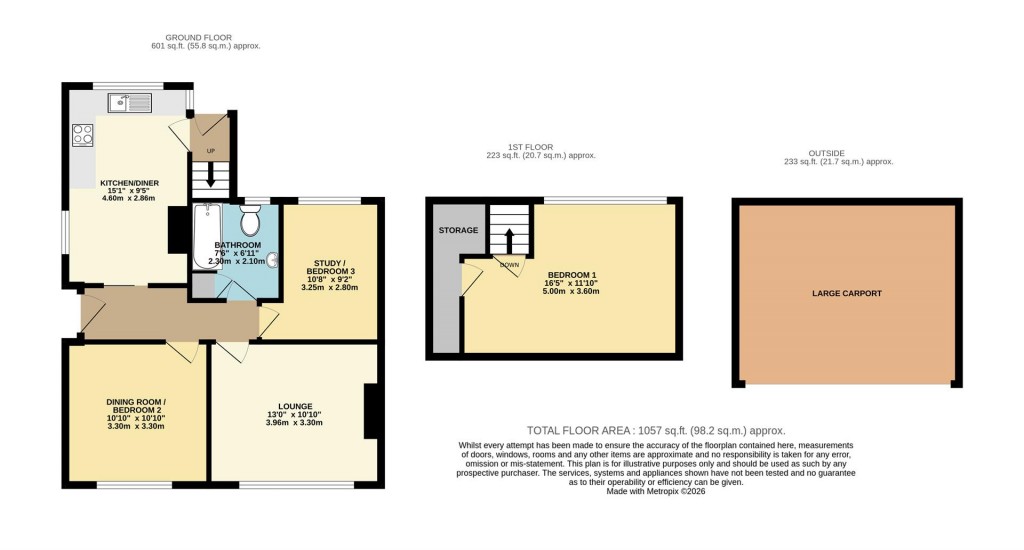 Floorplans For Northfields Lane, Brixham