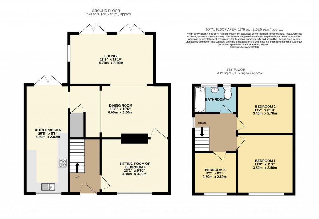 Floorplans For Queens Crescent, Brixham